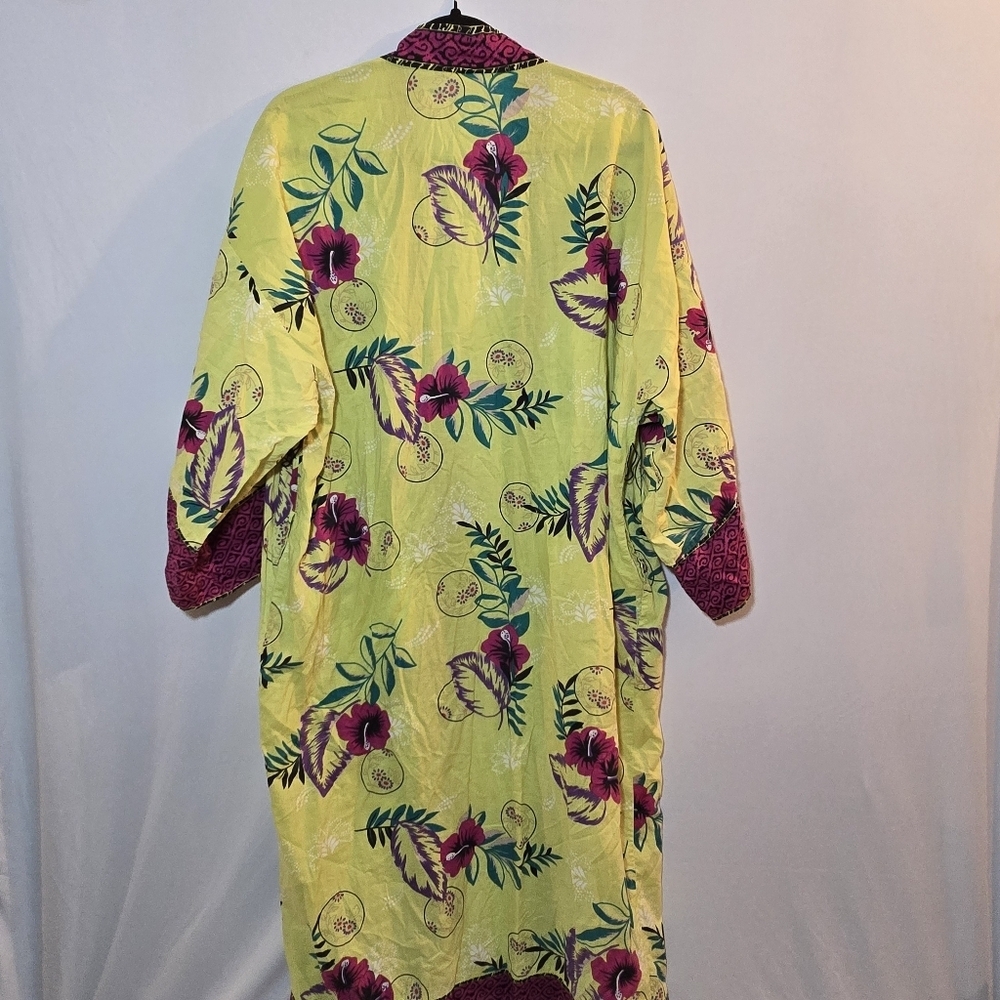 Soft Surroundings Vintage Colorful Boho Floral Print Open Front Kimono, One Size - Picture 6 of 9